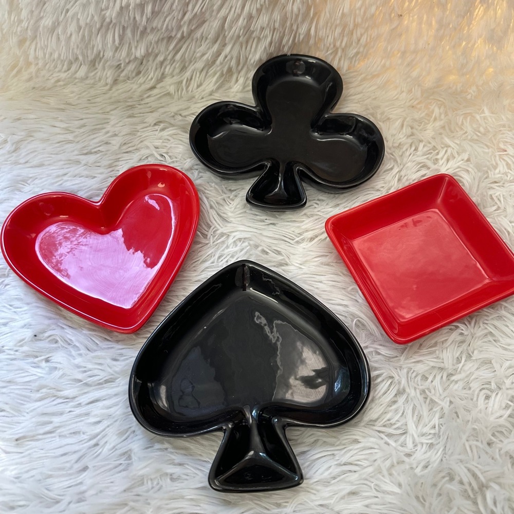 I Godinger Playing Card Snack Plates Trinket Dish 4 Pieces